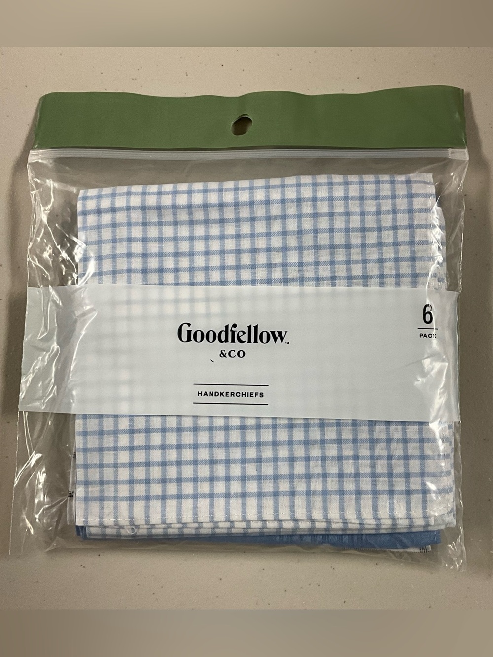 Target Goodfellow & Co Blue and White Checked Handkerchiefs - 6 Pack